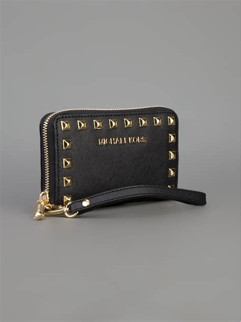 black studded michael kors wallet|michael kors black wallet sale.